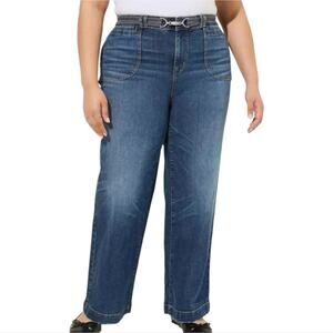 Torrid Vintage Stretch Patch Pockets Wide‎ Leg Women's Blue Jeans Plus Size 20